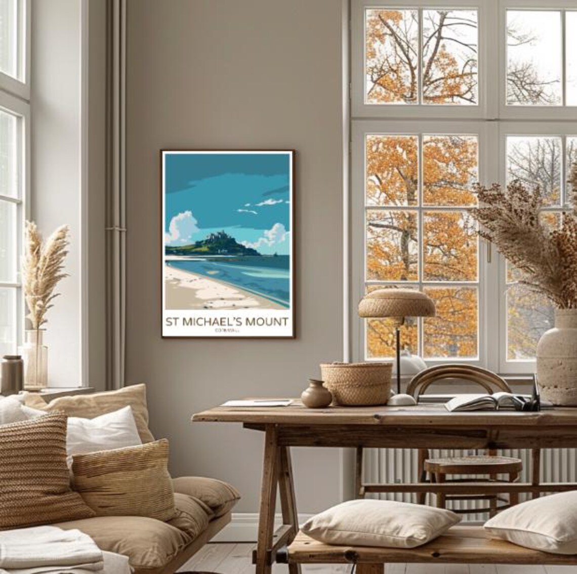 Historic St Michaels Mount Cornwall Tidal Island Beach Travel Poster - Image 4