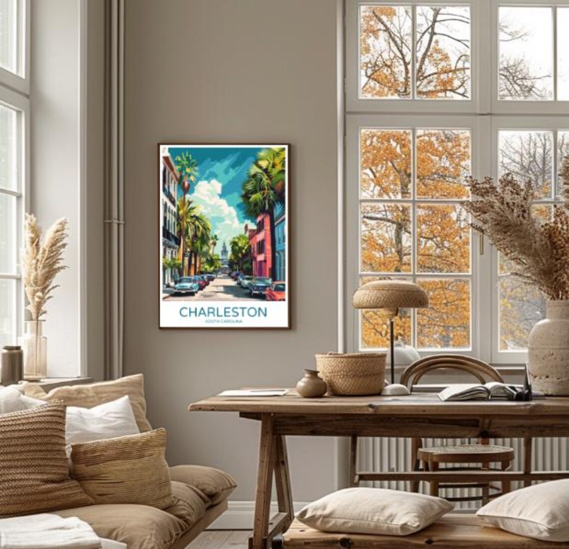 Charleston South Carolina Palm Street Classic Cars Travel Poster - Image 4