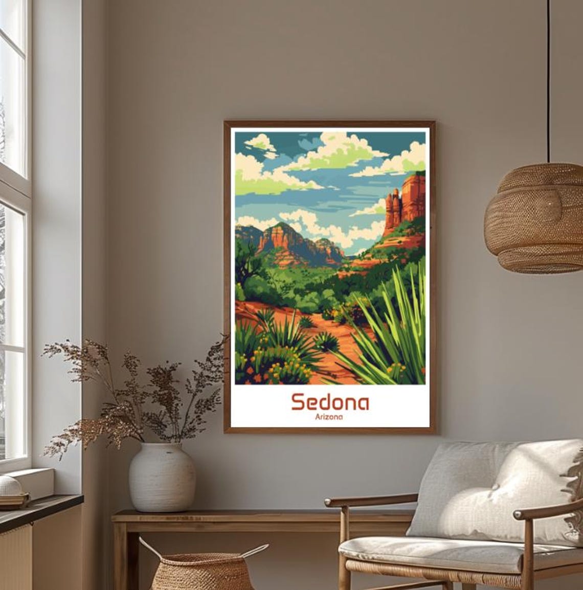 Sedona Arizona Red Rock Desert Buttes Yucca Trail Travel Poster - Image 4