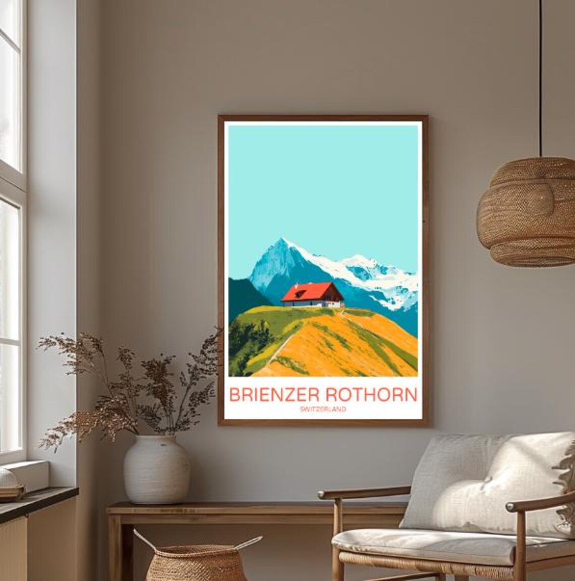 Brienzer Rothorn Switzerland Alpine Chalet Mountain Travel Poster - Image 3
