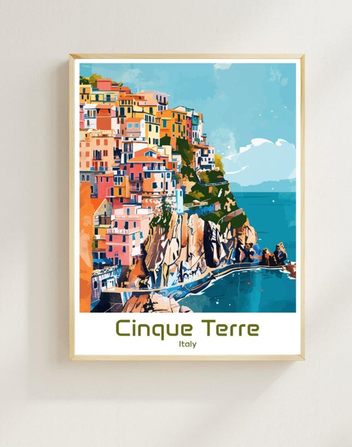 Cinque Terre Italy Colorful Cliffside Village Mediterranean Poster