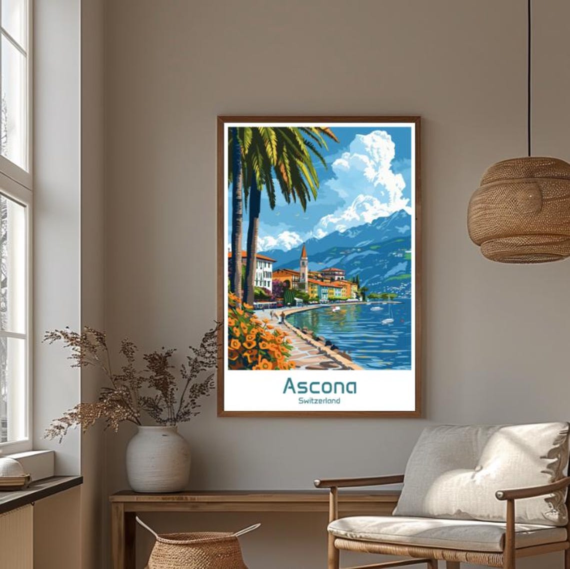 Ascona Switzerland Lake Maggiore Promenade Colorful Travel Poster - Image 4