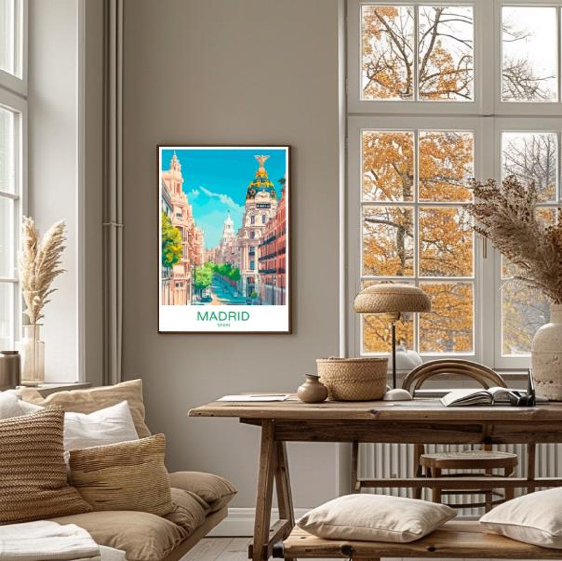 Madrid Gran Via Street with Metropolis Building Historic Poster - Image 4