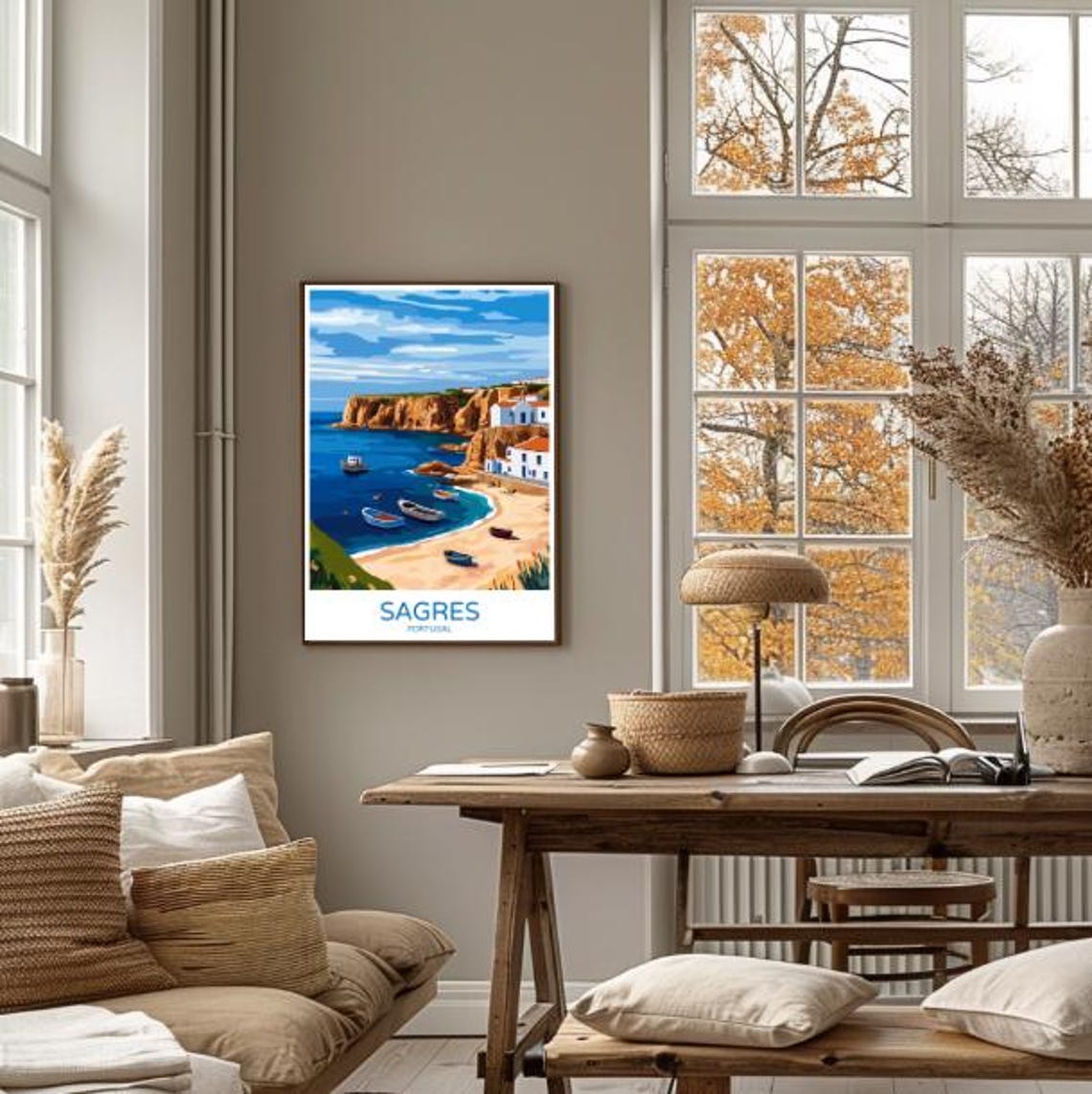 Sagres Portugal Cliffside Beach Fishing Boats Algarve Coast Poster - Image 4