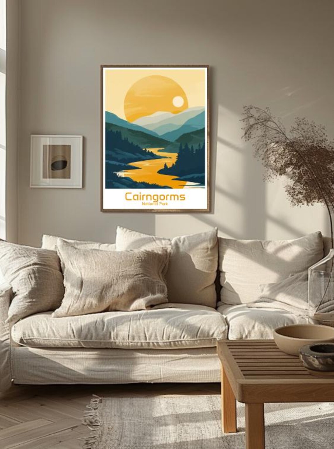 Cairngorms National Park Sunset River Valley Highland Art Poster - Image 3