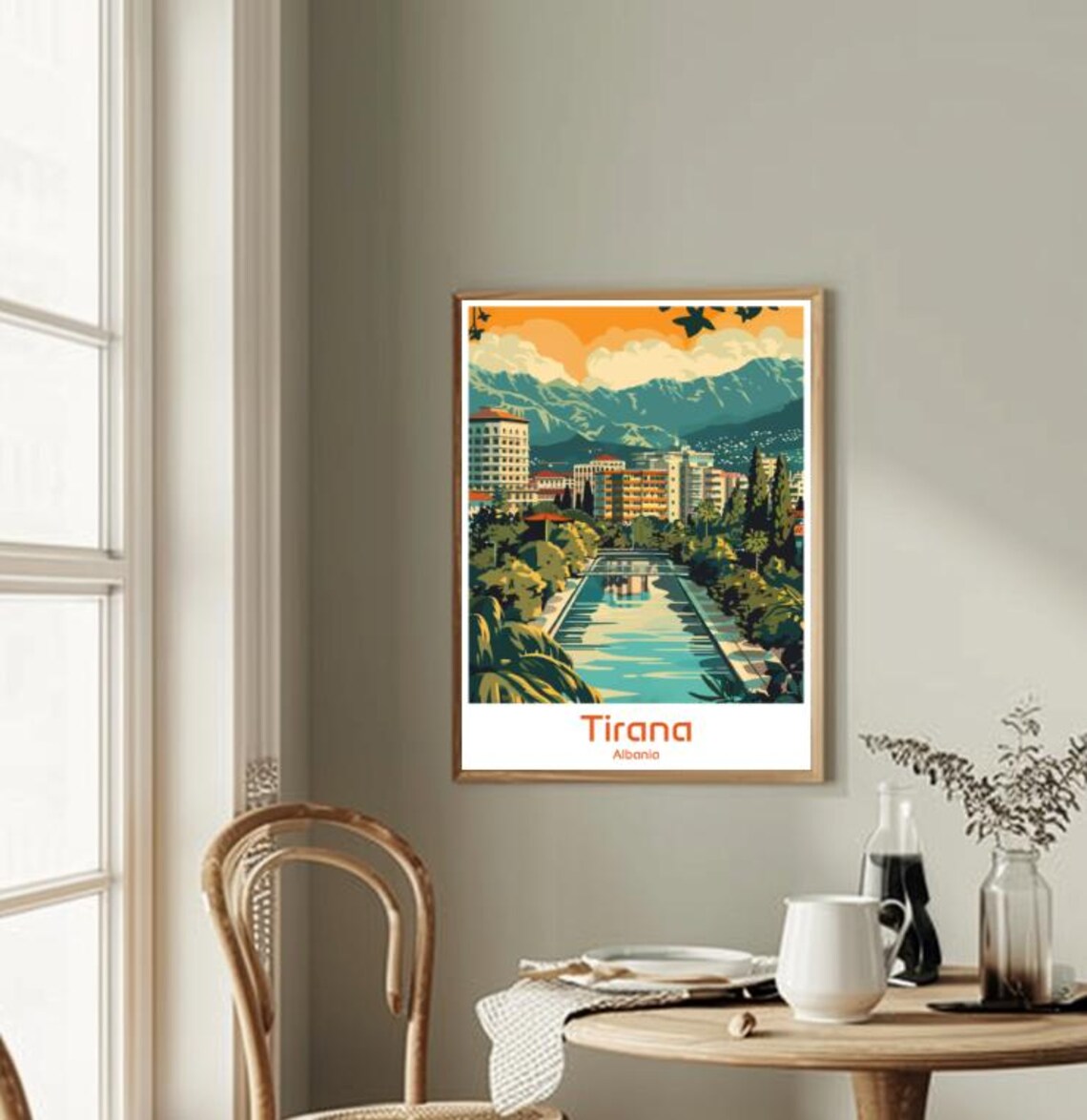 Tirana Albania City Skyline Mountains River Sunset Urban Poster - Image 2