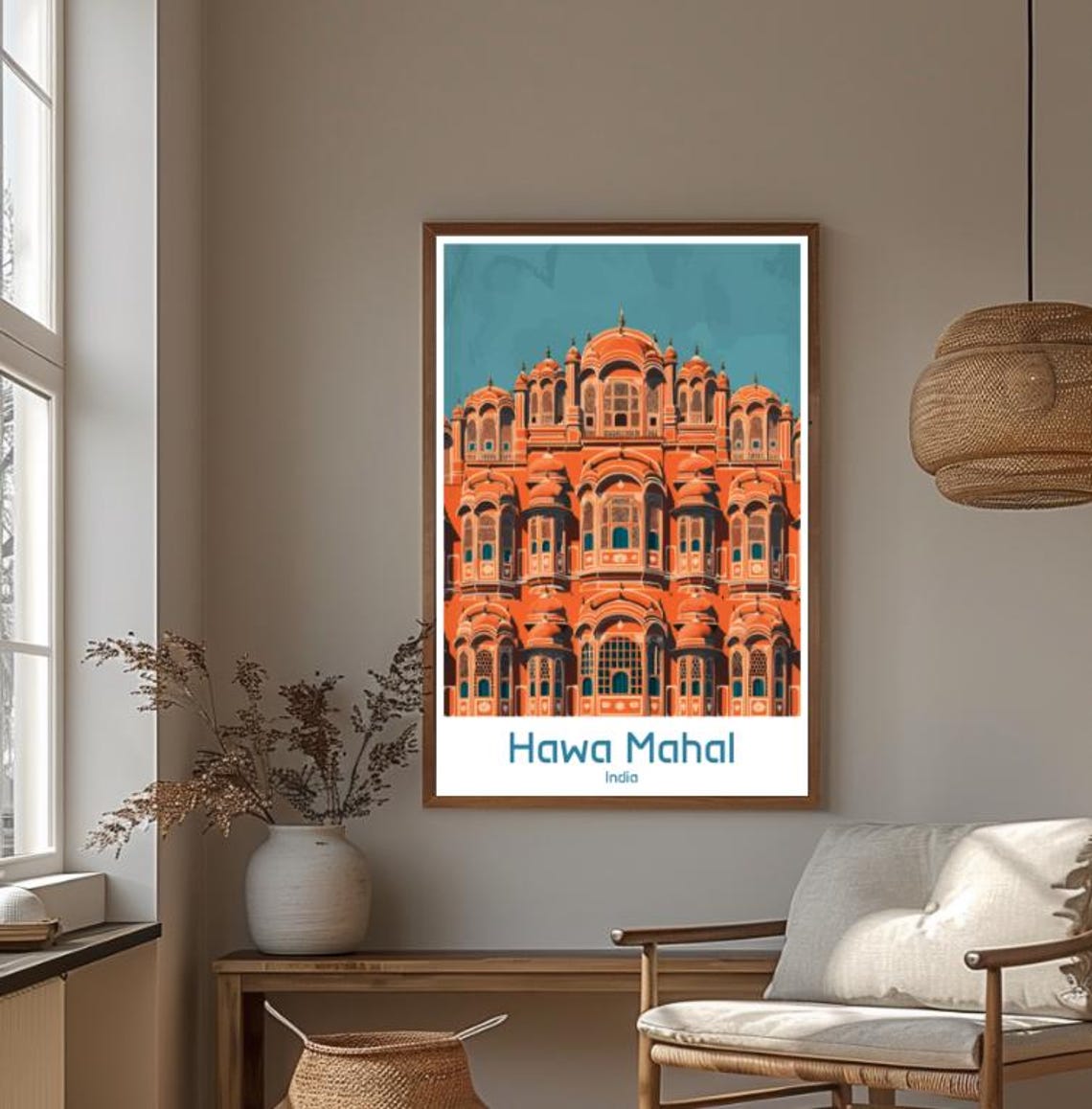 Hawa Mahal Jaipur India Palace of Winds Terracotta Facade Poster - Image 4