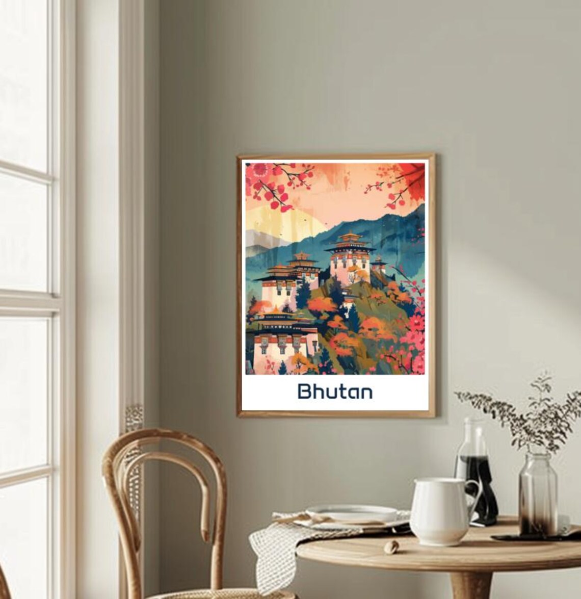 Bhutan Himalayan Dzong Fortresses Among Autumn Mountains Poster - Image 2