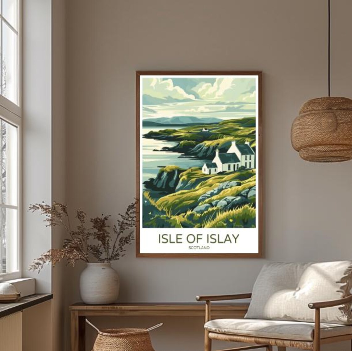 Isle of Islay Scotland Coastal Cottages and Cliffs Travel Poster - Image 3