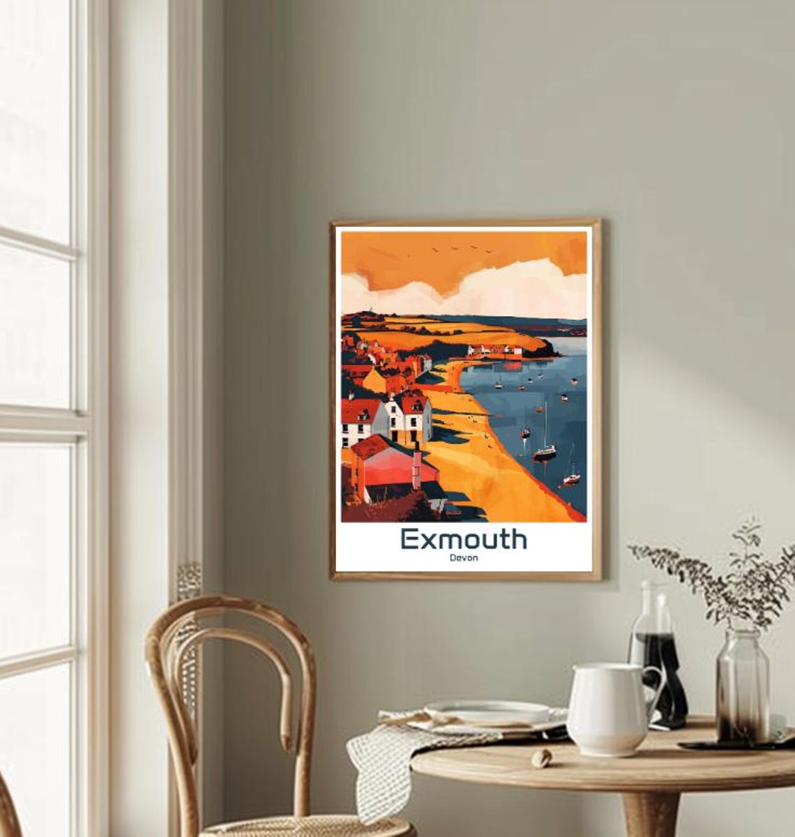 Exmouth Devon Seaside Harbor Town Glowing at Sunset Travel Poster - Image 2