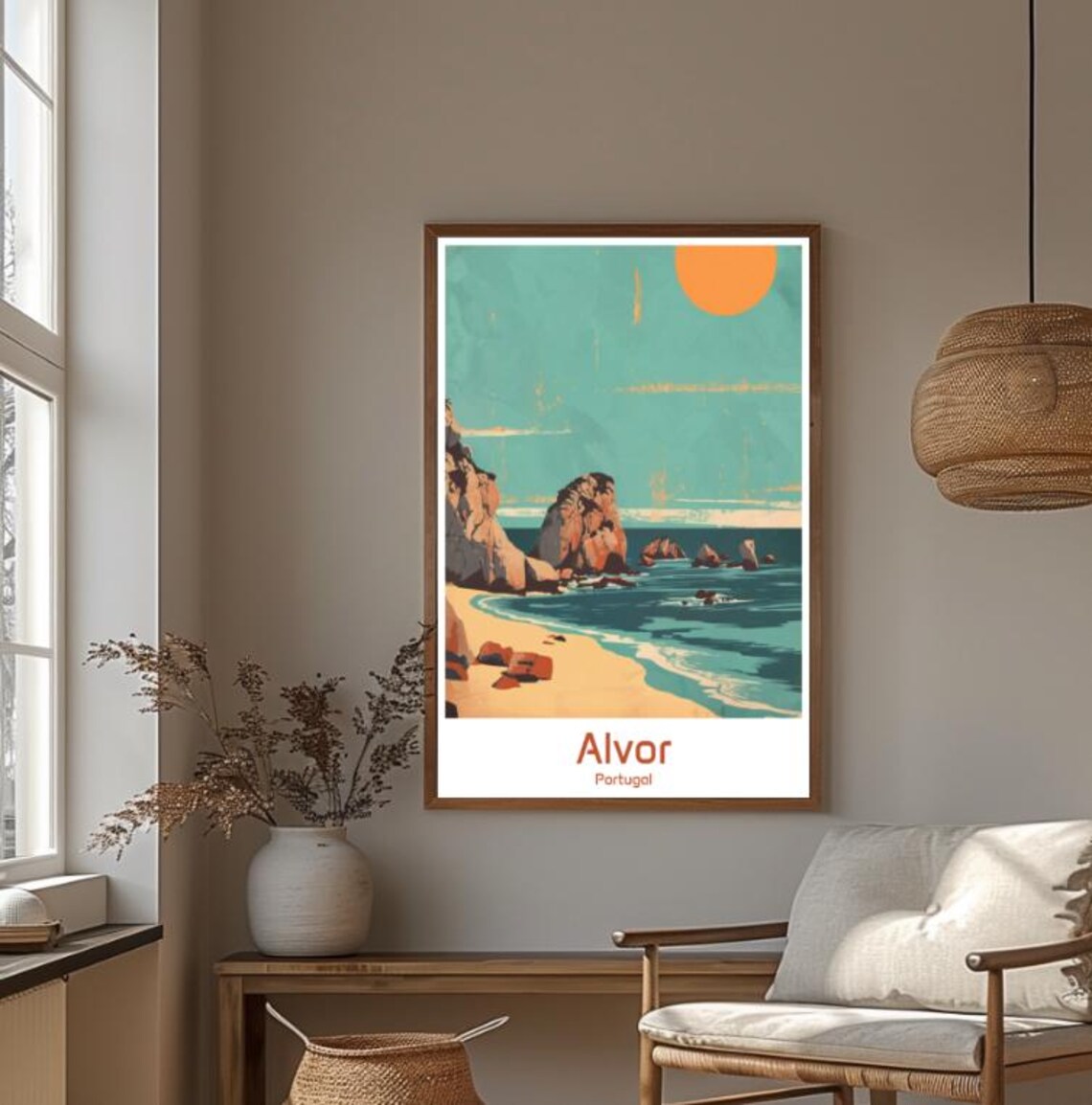 Alvor Portugal Algarve Beach Sea Stacks Golden Sunset Travel Poster - Image 4