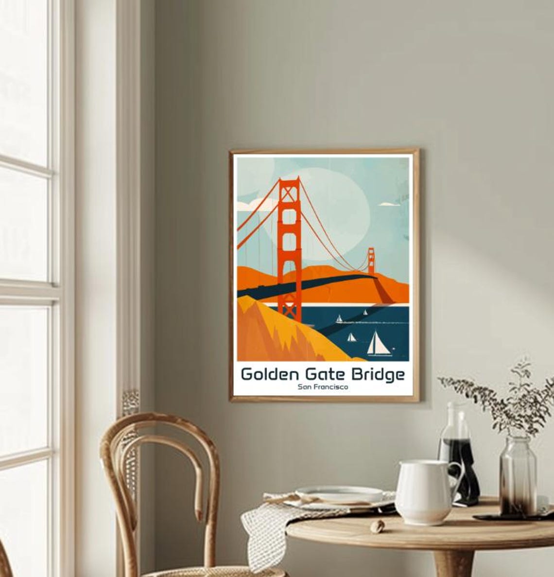 Golden Gate Bridge San Francisco Sunset Sailboats Iconic Poster - Image 2