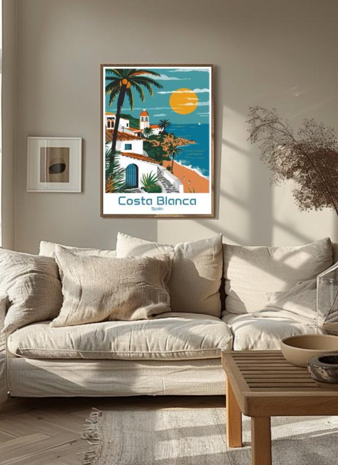 Costa Blanca Spain Whitewashed Village Church Beach Coast Poster - Image 3