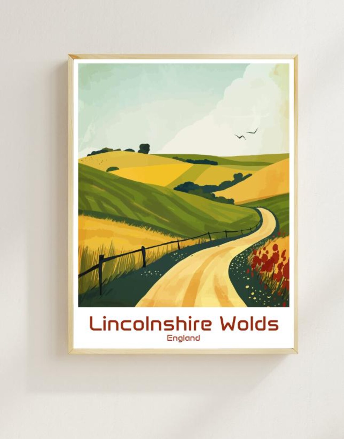 Lincolnshire Wolds England Countryside Road Landscape Poster