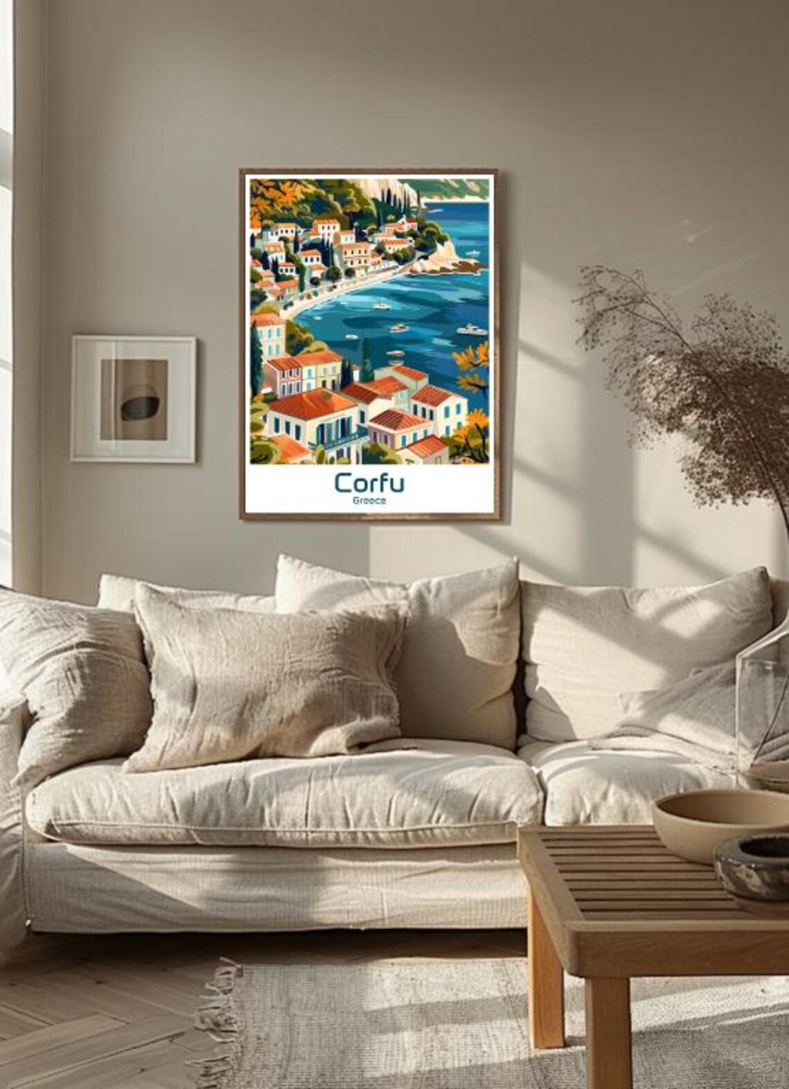 Corfu Greece Seaside Village Red Roofs Scenic Bay Travel Poster - Image 3
