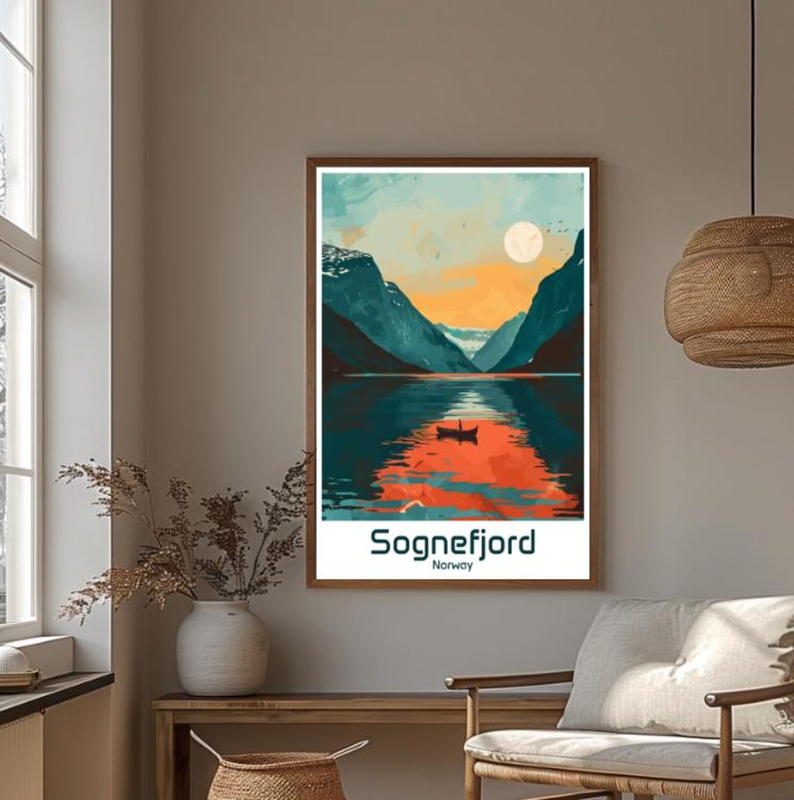 Sognefjord Travel Poster Norway Scenic Fjord Wall Art Majestic Landscape Print Nordic Nature Decor Mountain View Europe Travel Gift - Image 4