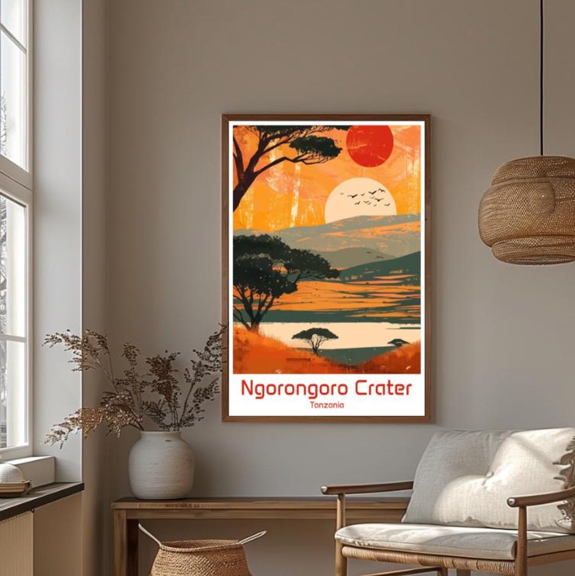 Ngorongoro Crater Travel Poster Tanzania Wall Art Print Wildlife Savannah Landscapes And African Scenery For Nature And Safari Decor - Image 4