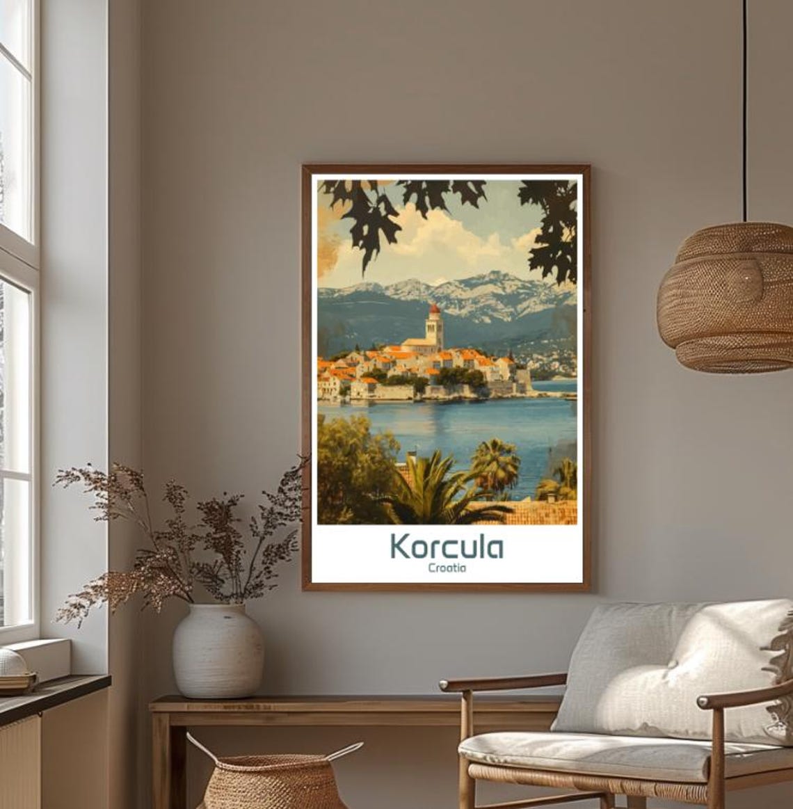 Korcula Croatia Island Old Town Mountain Backdrop Scenic Poster - Image 4