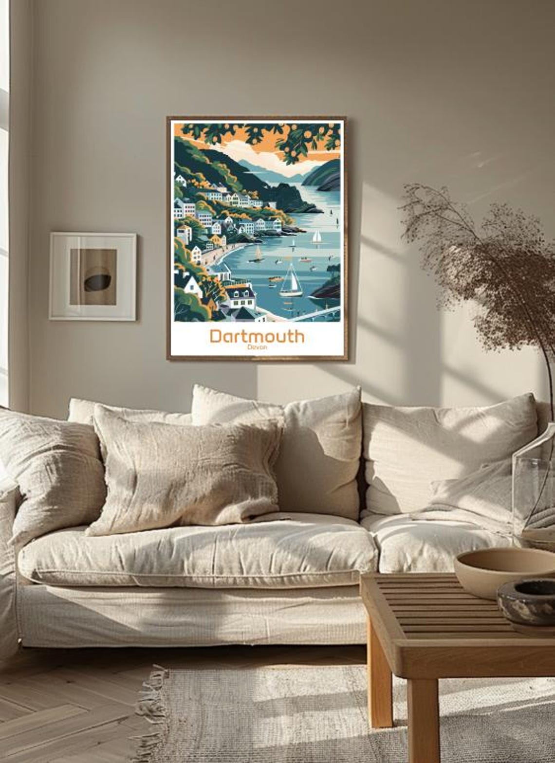 Dartmouth Devon Harbour Town and Sailboats at Sunset Glow Poster - Image 3