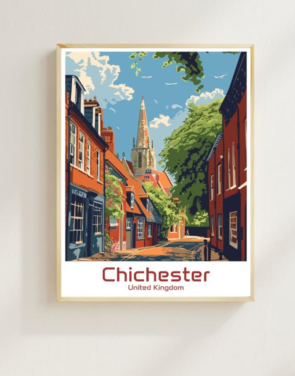 Chichester United Kingdom Cathedral Street England Travel Poster