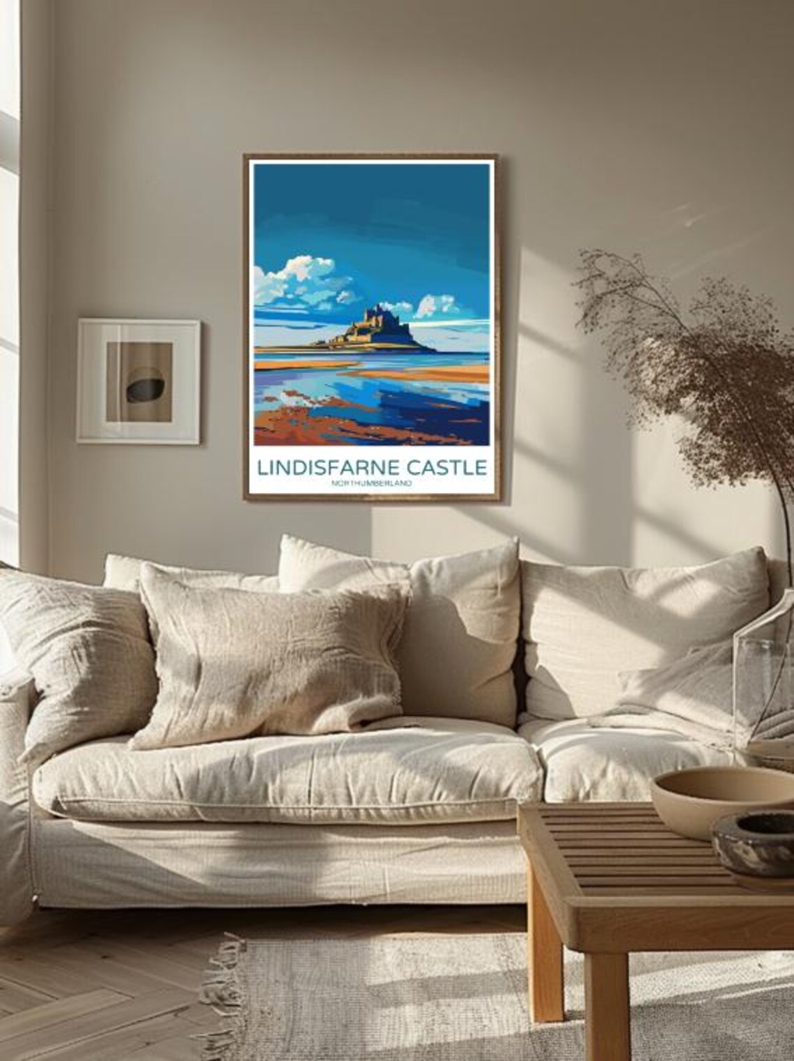 Lindisfarne Castle Northumberland Tidal Causeway Colorful Poster - Image 3