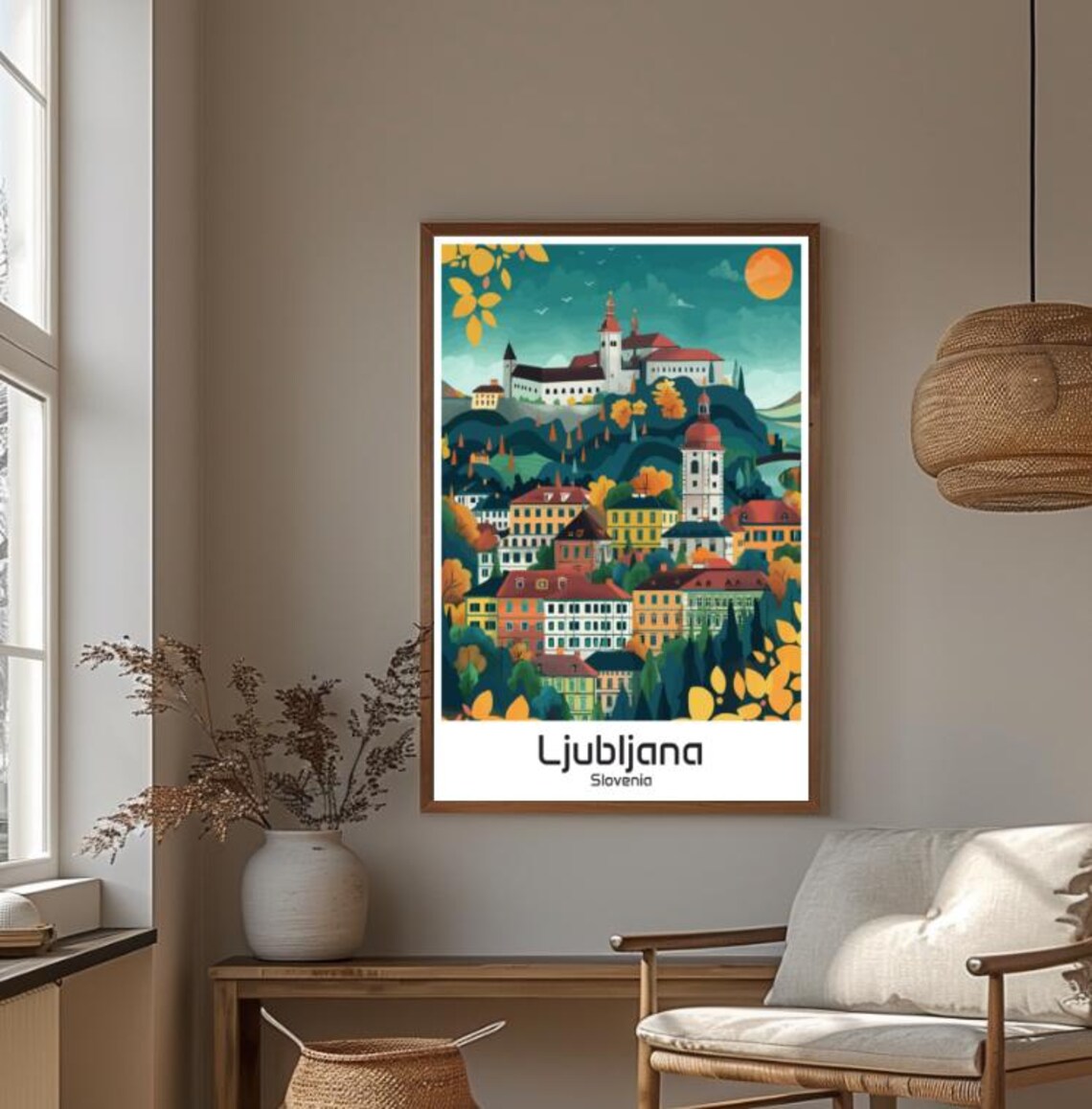 Ljubljana Slovenia Castle Hill Autumn Old Town Scenic Travel Poster - Image 4