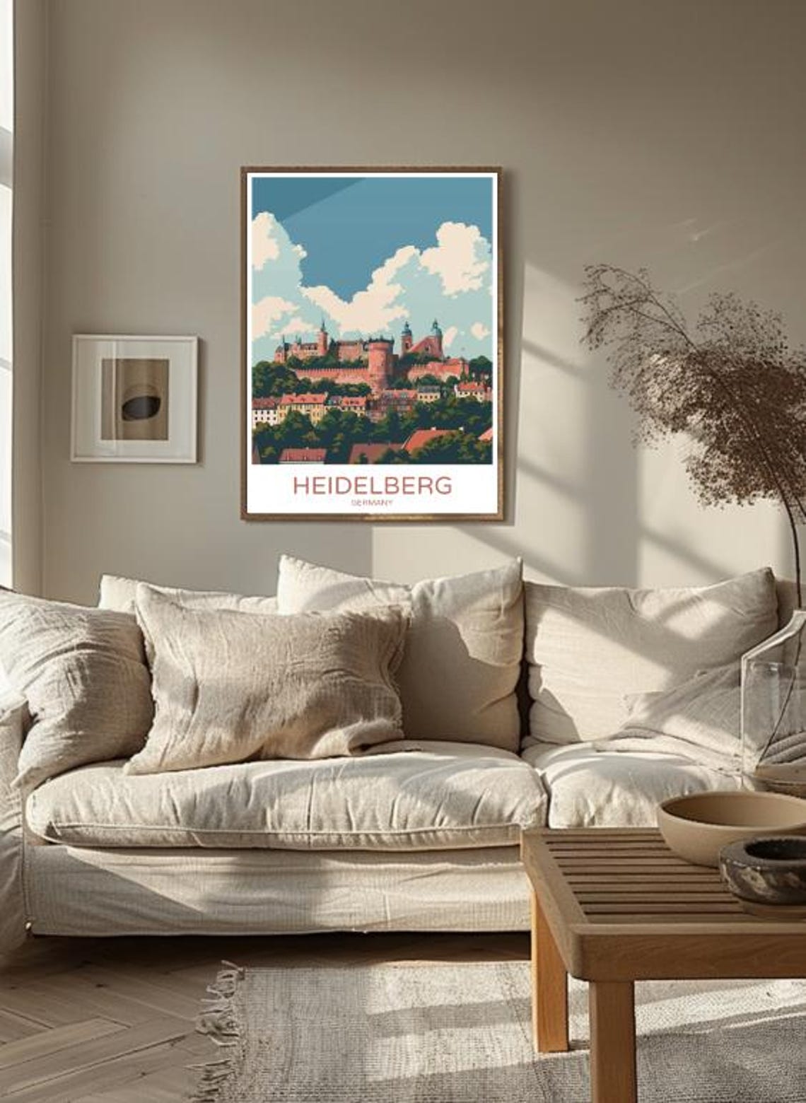 Heidelberg Germany Castle Hill Red Rooftop Old Town View Poster - Image 3