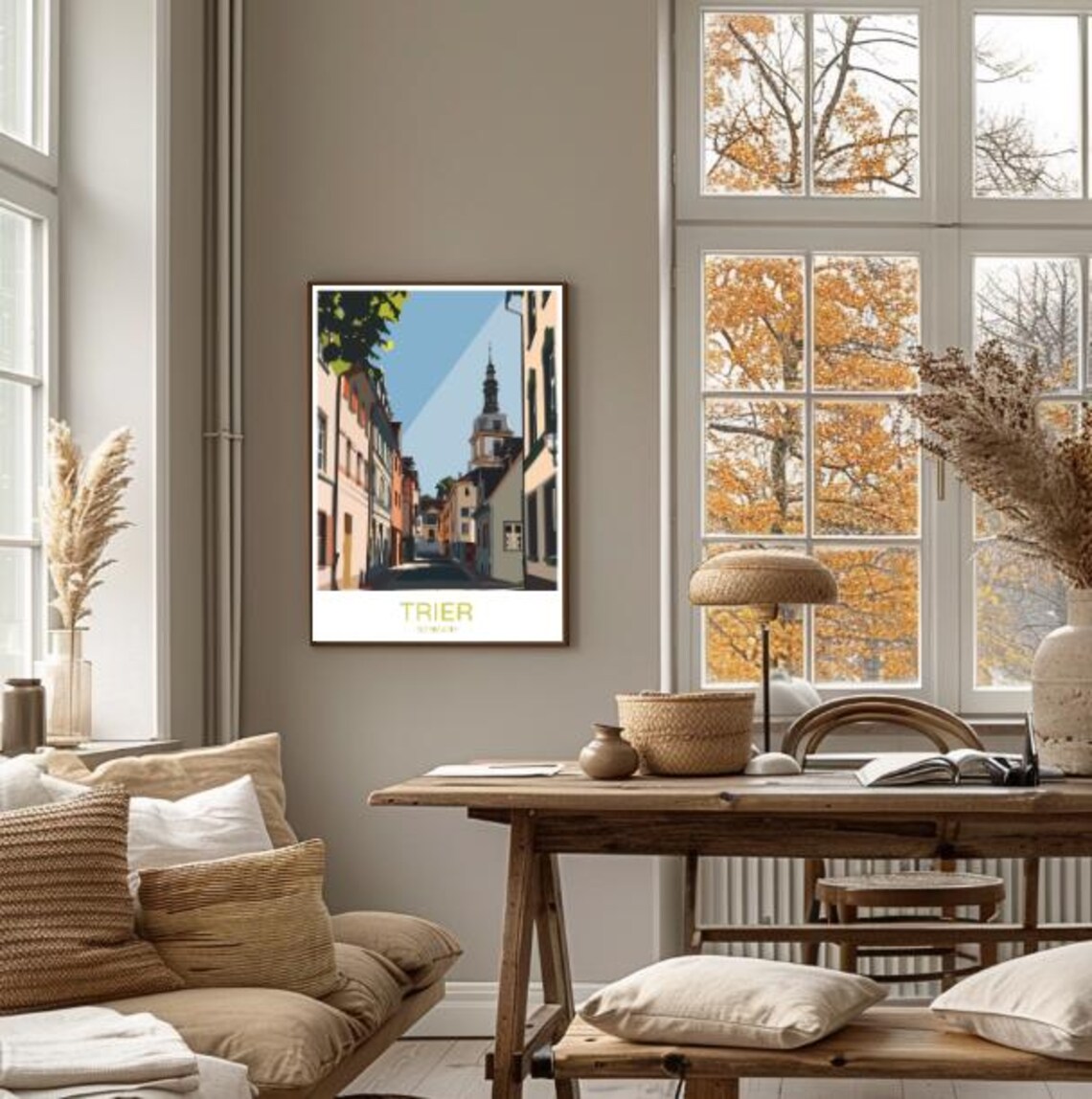 Trier Germany Historic Street with Church Tower Old Town Travel Poster - Image 4