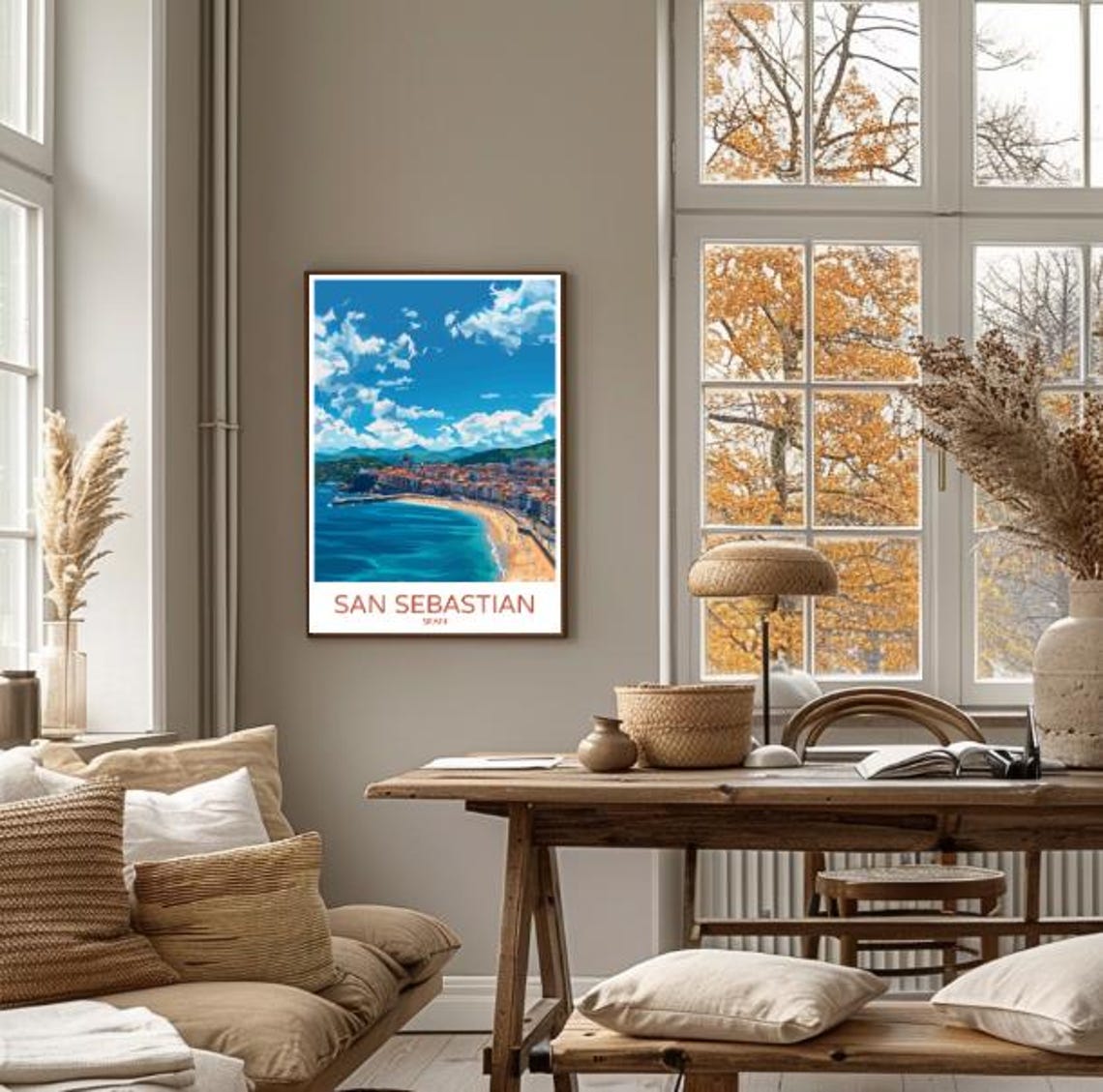 San Sebastian Spain La Concha Bay Beach City Panorama Poster - Image 4