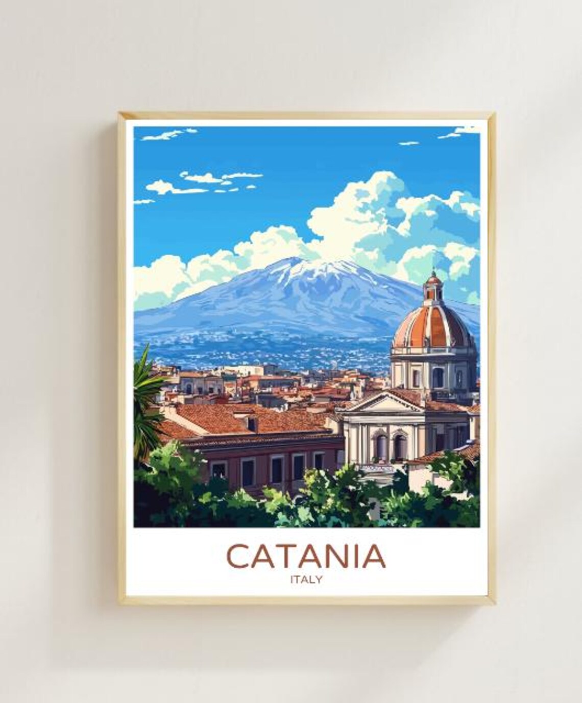 Catania Italy Travel Poster Stunning Wall Art Of Mount Etna Historic Cityscape Sicilian Decor Italian Landscape Print Gift Idea