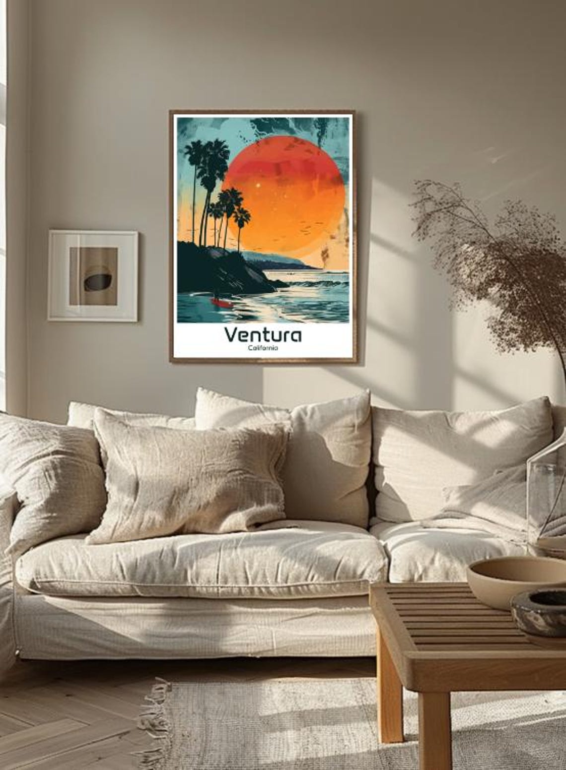 Ventura California Beach Sunset with Surfer Retro Travel Poster - Image 3