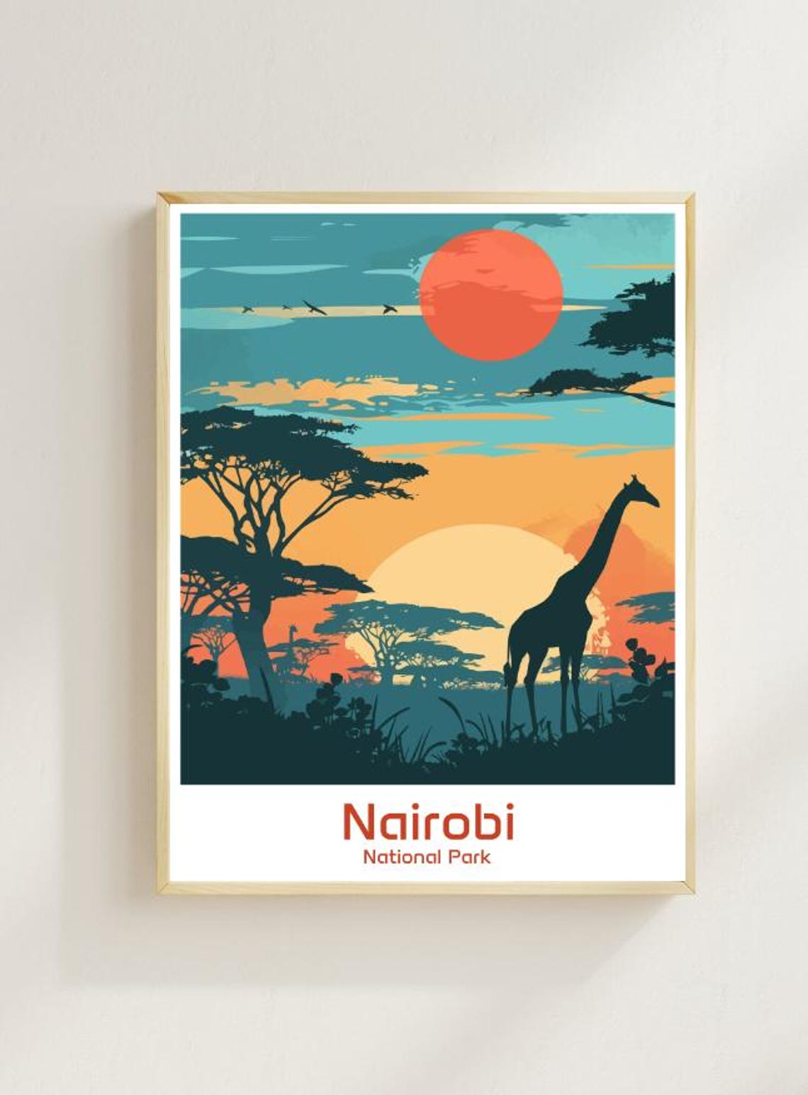 Nairobi National Park Travel Posterkenya Wildlife Wall Art City Skyline And Nature Print African Safari Decor Africa Travel Gift