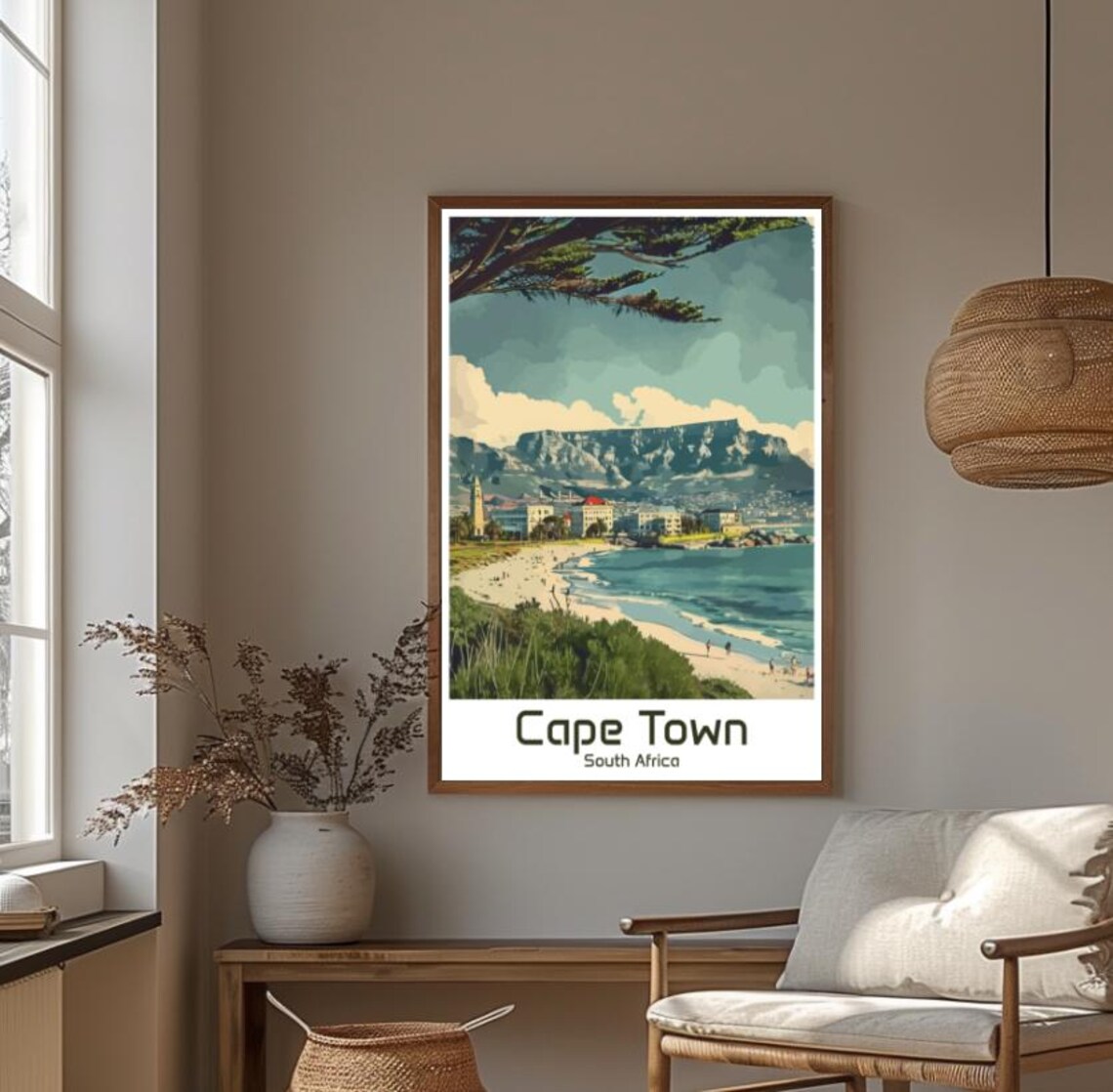 Cape Town South Africa Table Mountain Beach And City Skyline Poster - Image 4