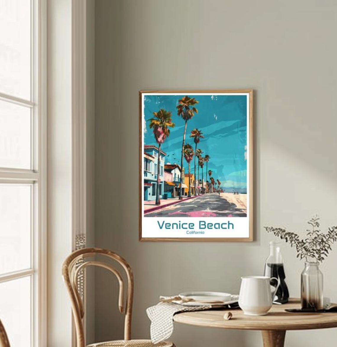 Venice Beach California Palm Lined Boardwalk Street Scene Poster - Image 2