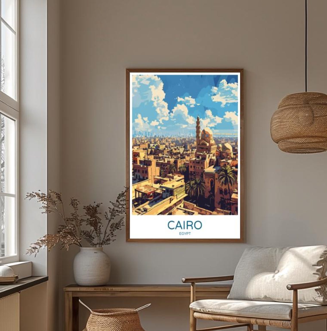 Cairo Egypt Old City Rooftops With Mosque Minaret Travel Poster - Image 4