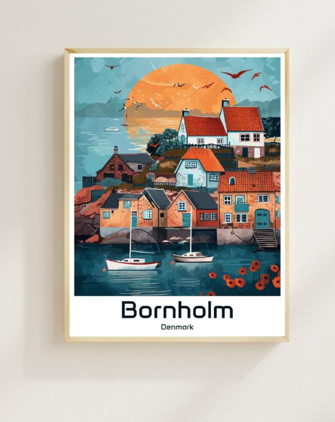 Bornholm Denmark Island Harbor Sunset Sailboats Baltic Poster