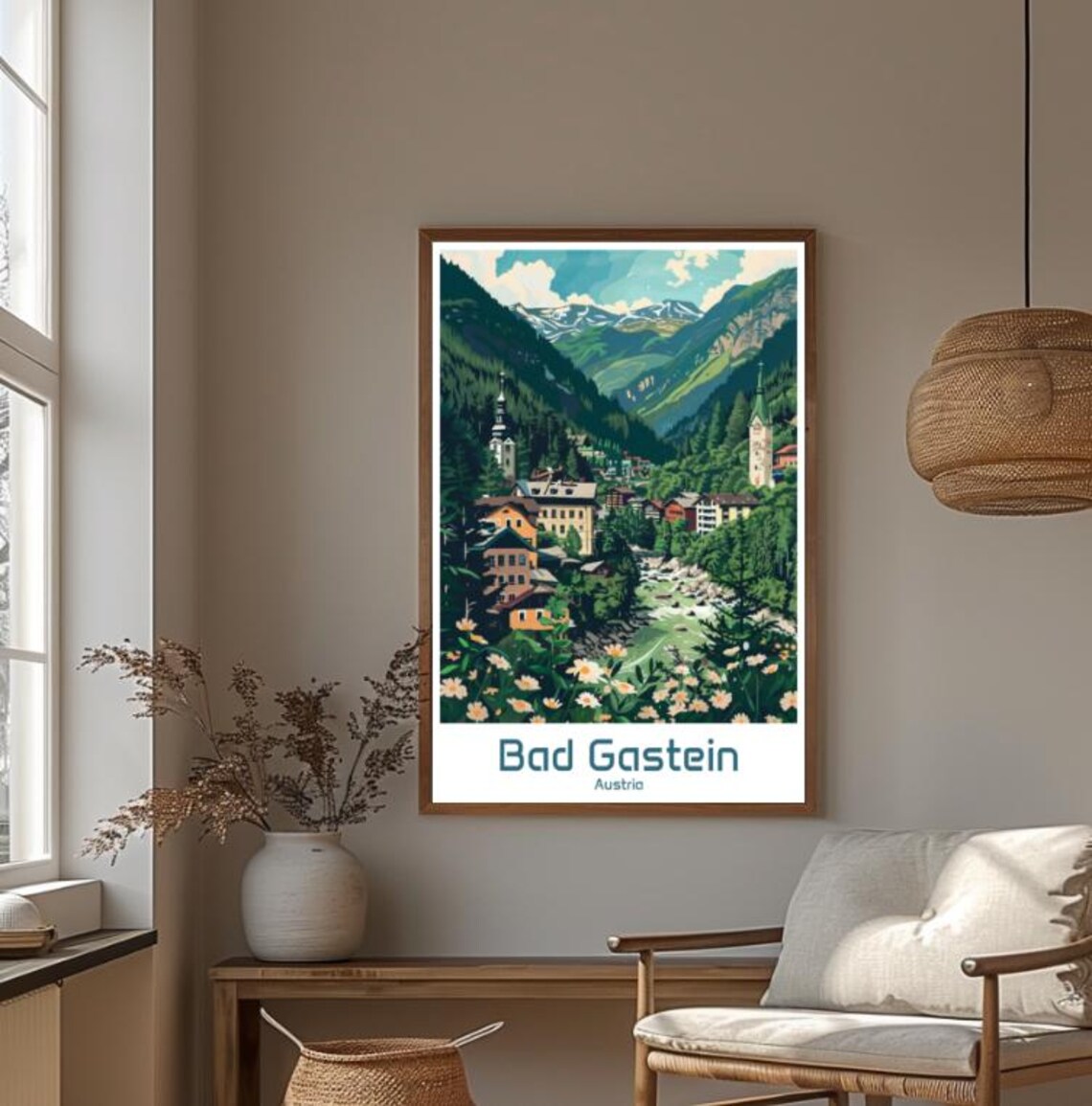 Bad Gastein Austria Alpine Valley Village Summer Travel Poster - Image 4