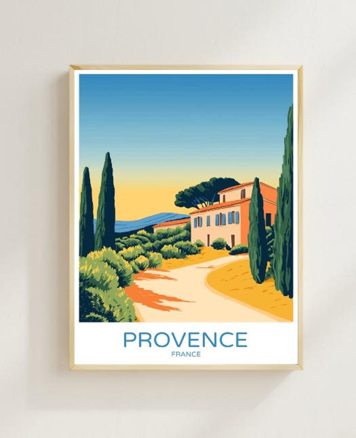 Provence France Travel Poster Lavender Fields Scenic Landscape Wall Art French Countryside Print Travel Gift European Decor Wall Art