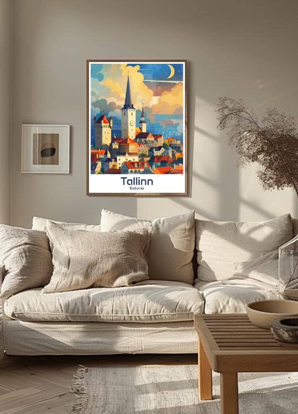 Tallinn Estonia Old Town Spires Dusk Crescent Moon Glow Poster - Image 3