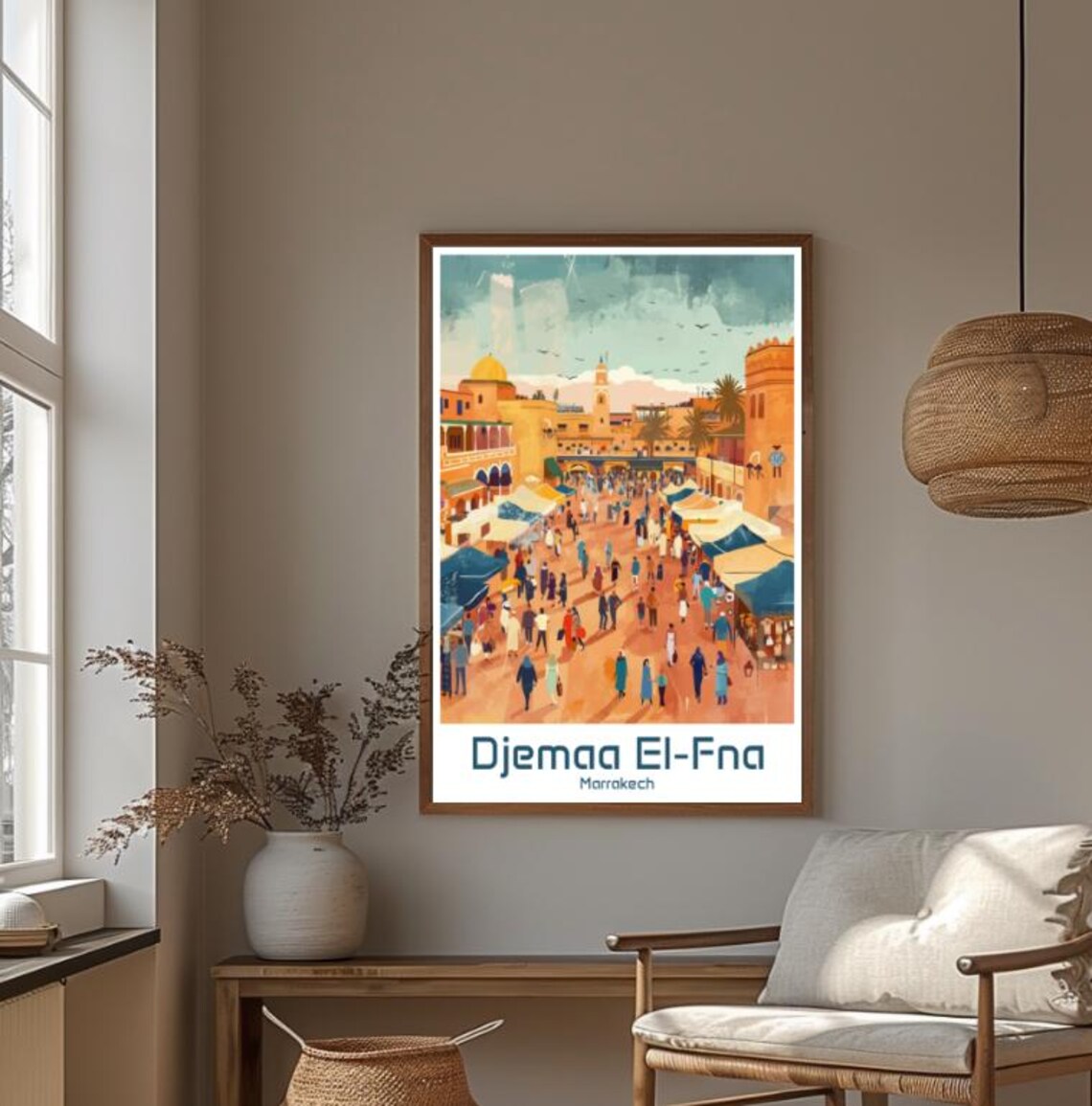 Djemaa El-Fna Marrakech Bustling Market Square Morocco Travel Poster - Image 4