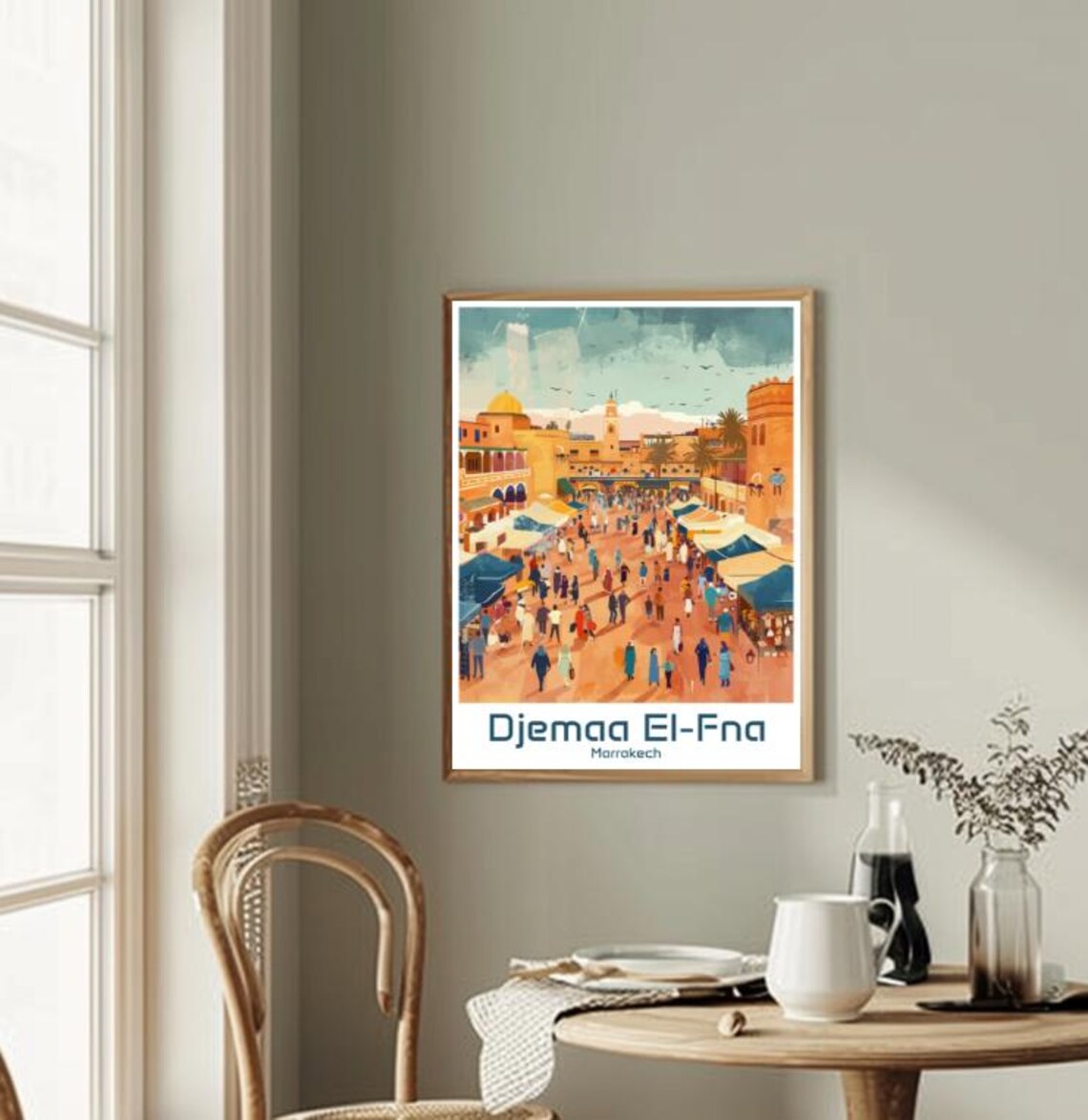 Djemaa El-Fna Marrakech Bustling Market Square Morocco Travel Poster - Image 2
