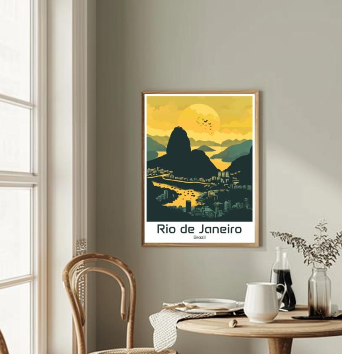Rio de Janeiro Brazil Sunset Mountain Skyline Golden City Travel Poster - Image 2