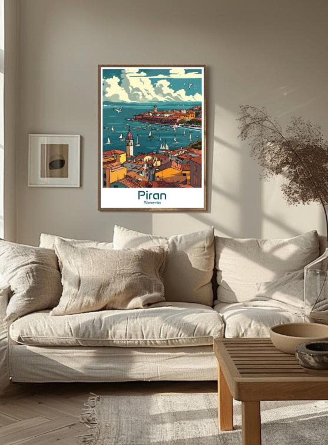 Piran Slovenia Adriatic Coast Town And Sailboats Bay Scene Poster - Image 3