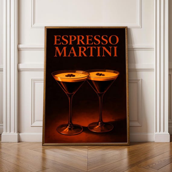 Espresso Martini Print Vintage Cocktail Art For Home Bar Or Kitchen
