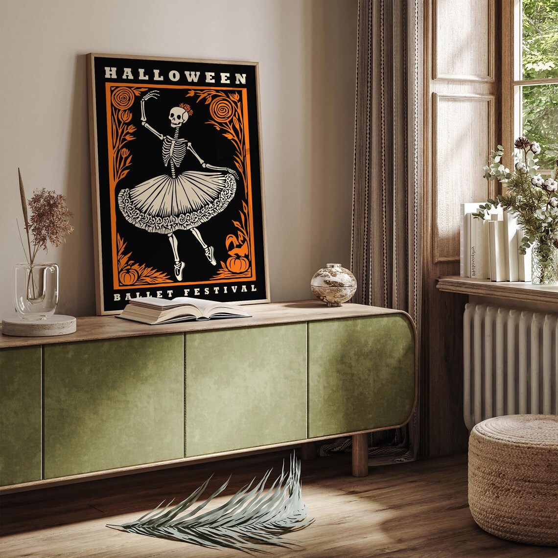 Vintage Halloween Ballet Festival Skeleton Ballerina Dance Poster - Image 2
