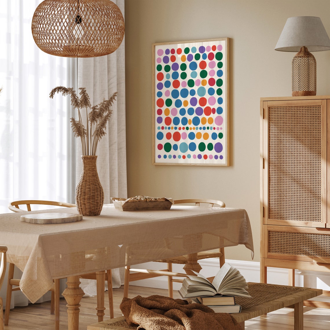 Joyful Multicolor Polka Dot Abstract Pattern Poster On Cream - Image 2
