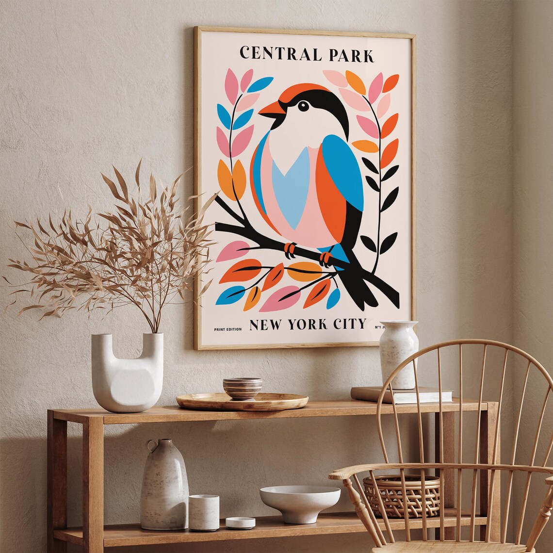 Central Park New York City Colorful Bird Gallery Edition 1995 Poster - Image 6