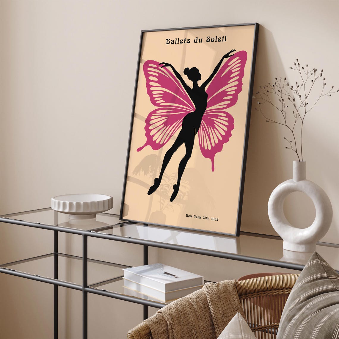 Ballets du Soleil 1993 Poster with Pink Butterfly Wing Ballerina - Image 5