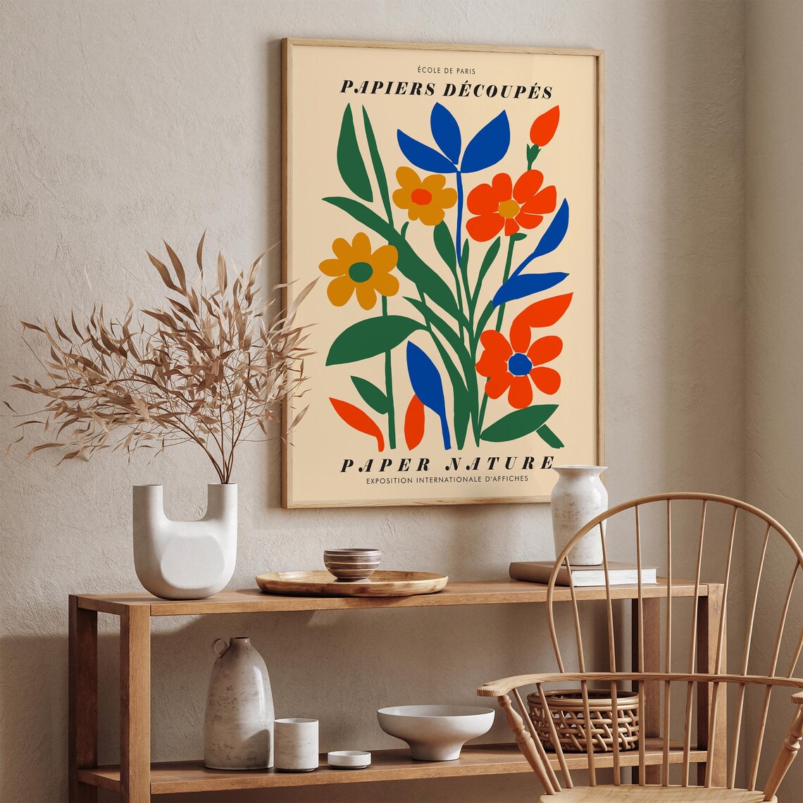 Papiers Découpés Colorful Paper Cut Floral Nature Art Poster - Image 2