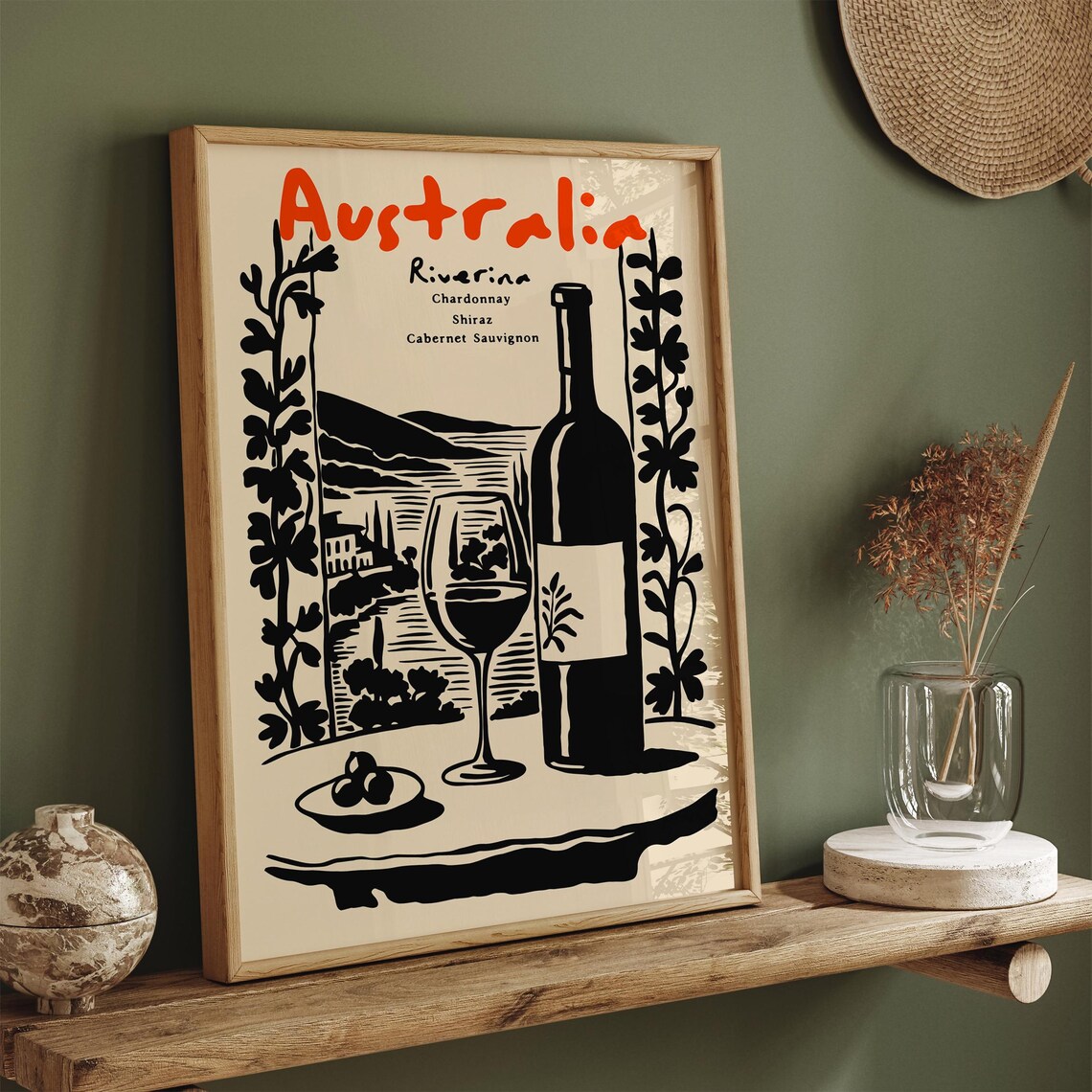 Australia Riverina Wine Region Bottle Glass Vineyard Art Poster - Image 5